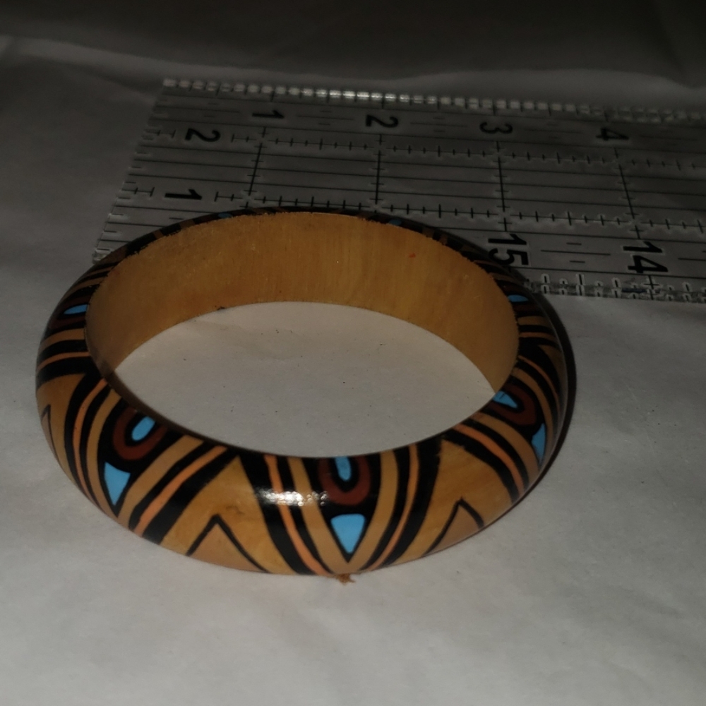 Egyptian Style Handpainted Design Wooden Bracelet